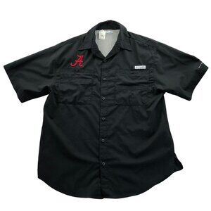 Columbia Mens PFG Work Shirt Medium Black Short Sleeve Outdoors Casual Vented